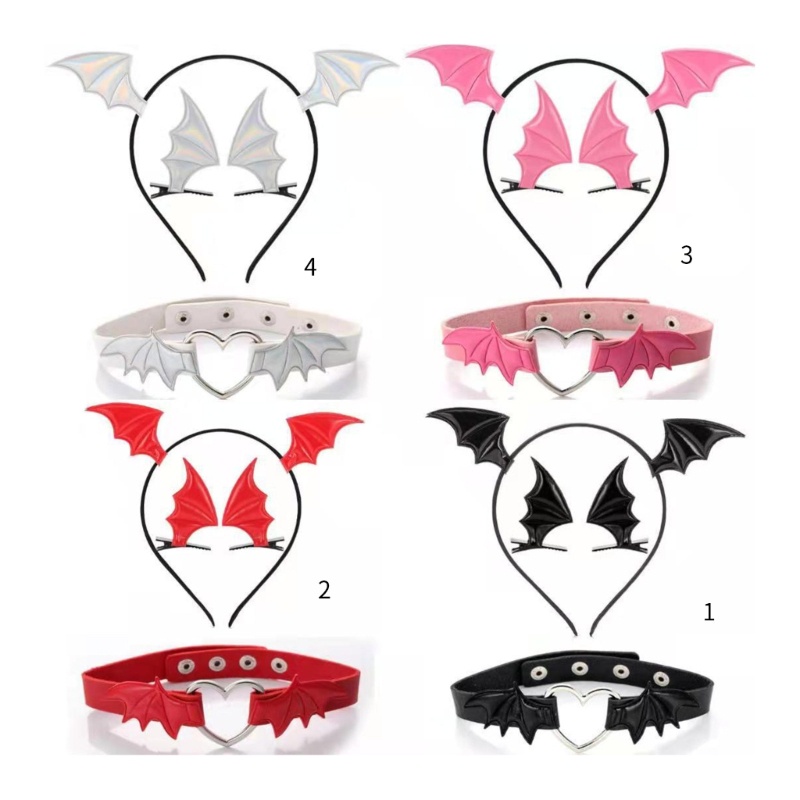 KIKIN Chocker và Bông Tai Kẹp Tóc Đen Phong Cách Gothic, Perfect Cho cosplay hoặc sinh nhật