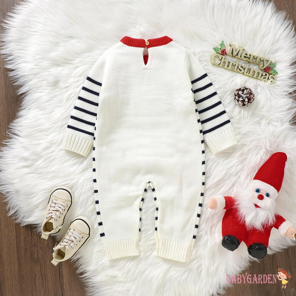Bộ Áo Liền Quần Tay Dài In Họa Tiết Ông Già Noel Cho Bé 0-18 Tháng Tuổi