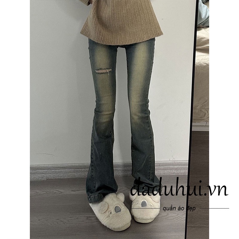 Daduhui New Korean version of ins high waist retro washed jeans niche ...
