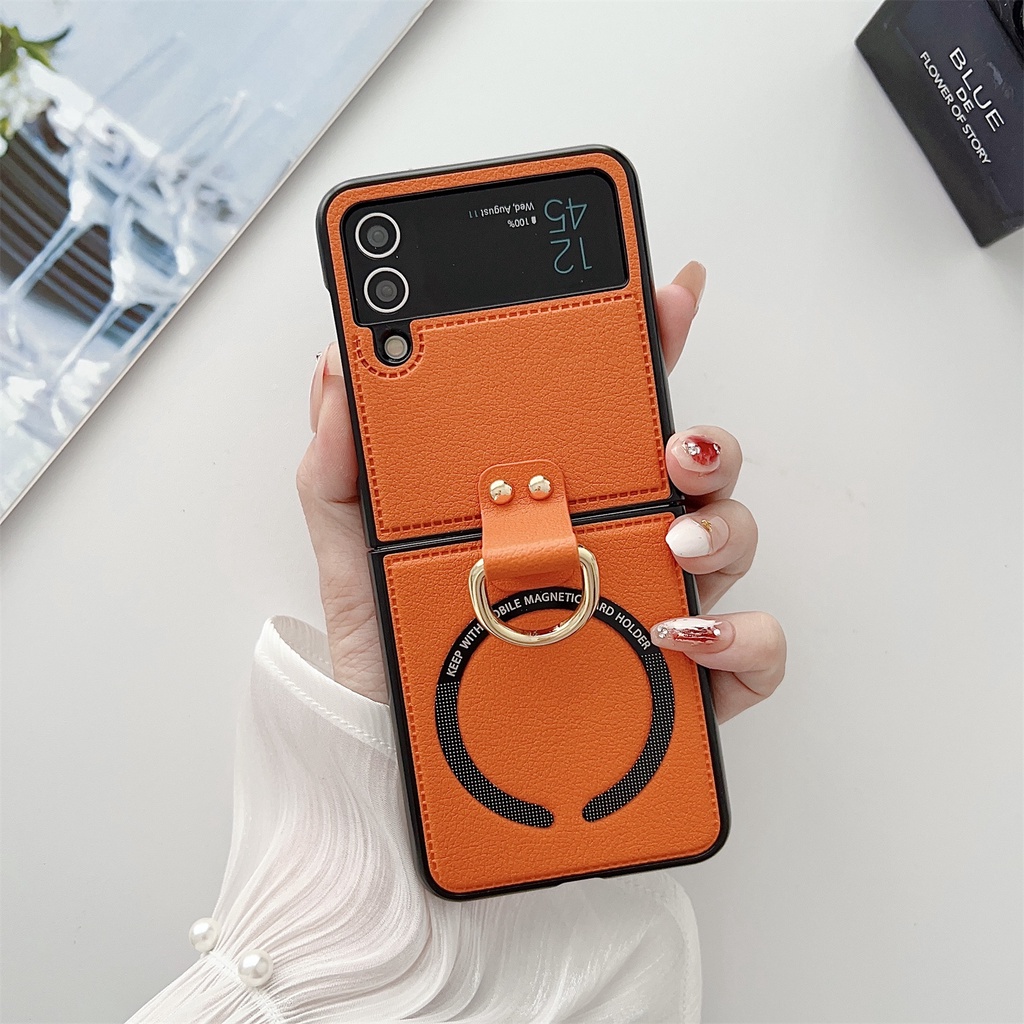 Thời Trang Vòng Da Móc Khóa Vỏ Điện Thoại Bảo Vệ Dành Cho Samsung Galaxy Z Flip 4 3 5G Chống Sốc Ốp Lưng Điện Thoại Cho Galaxy Z Flip 4 3 2 1 Phong Cách Tối Giản Với Điện Thoại Hút Từ Tính ca
