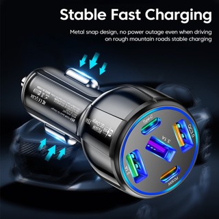 Tẩu Sạc Nhanh PD QC3.0 5 Cổng USB 75W Cho Xe Ô Tô