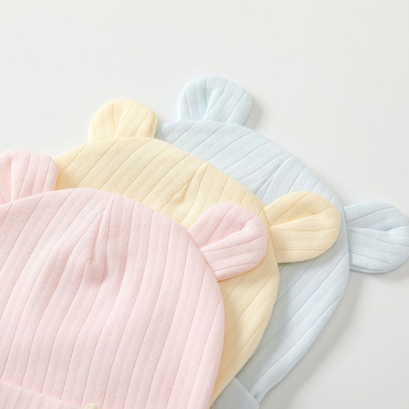 Dasbsug Mũ bệnh viện sơ sinh Preemie Bé trai Bé gái Beanie Cotton Gấu Tai Trẻ sơ sinh Mũ cho bé