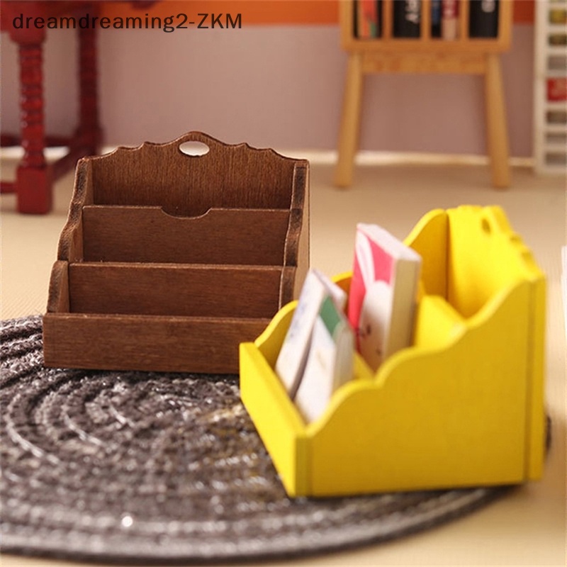 [dreamdreaming] 1: 12 Nhà búp bê Giá để đồ để bàn thu nhỏ Hộp sắp xếp Kệ sách Trang trí mô hình nhà Phụ kiện nhà búp bê [zkm]