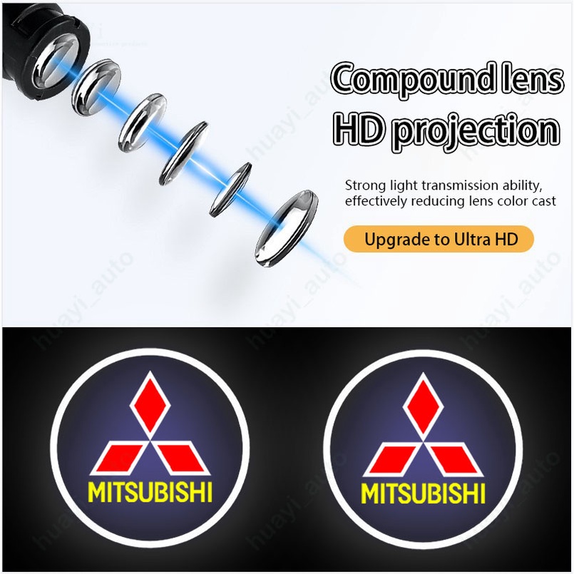 Đèn LED Chiếu Laser Chào Mừng Gắn Cửa Xe Hơi Mitsubishi Xpander Delica Pajero Sport L200 Fuso Eclipse Cross Attrage Mirage G4