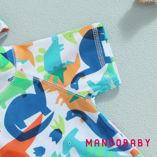 Mgg-kid Bé Trai Bơi Romper Đi Biển Mùa Hè Đồ Bơi Tay Ngắn Cổ Tròn Hoạt Hình Khủng Long In Đồ Bơi Quần Short Nắp
