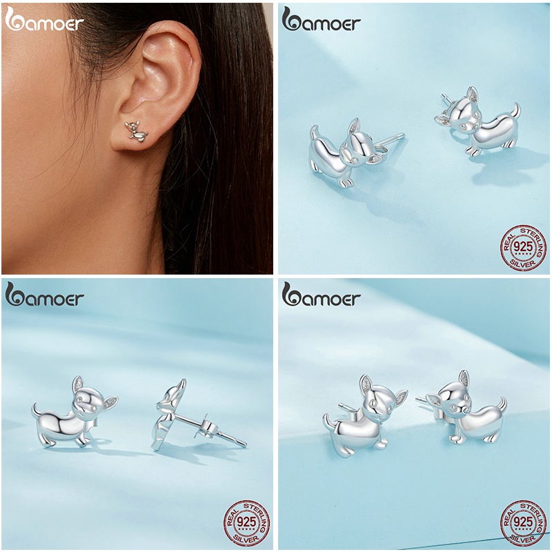 Bamoer Bông Tai bạc 925 Hình Động Vật Cho Nữ