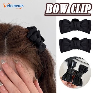 Kẹp Tóc Nơ Đen Bằng Nhựa Hai Mặt Thiết Kế Đơn Giản Xinh Xắn