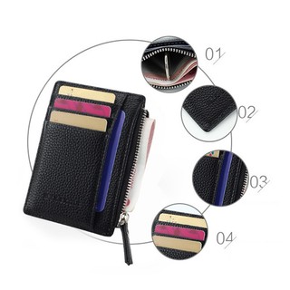 Ví Đựng Tiền Xu Mini Bằng Da PU Mềm Mỏng Có Khóa Kéo Dành Cho Nam Nữ