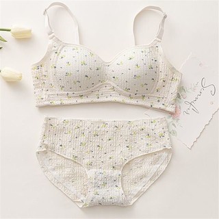 1 Bộ Áo Ngực + Quần Lót Nâng Ngực Không Dây Họa Tiết Hoa Thời Trang Cho Nữ