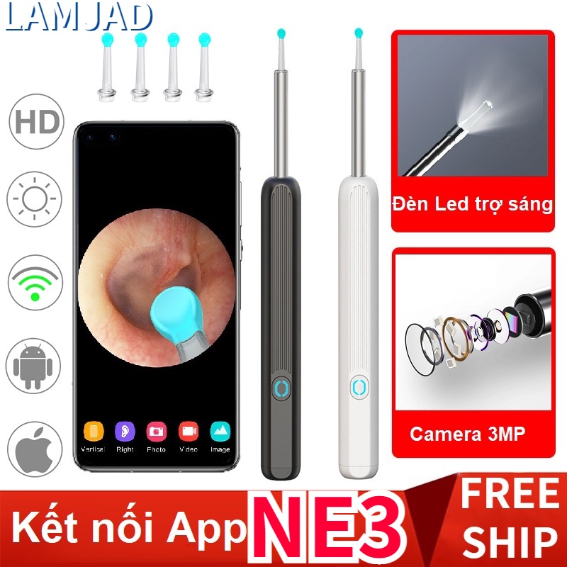 Máy lấy ráy tai NE3-Dụng cụ lấy ráy có camera-Hình ảnh sắc nét-Điều ...