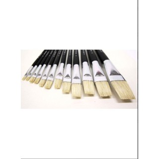 Cọ Vẽ Đầu Vuông Đai Bạc bộ 12 cây - COLORMATE