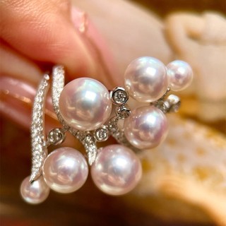 Nhẫn ngọc trai kim cương xoắn độc đáo, bạc sáng bóng - Trang sức thời thượng