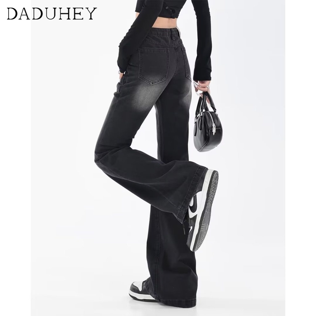Ảnh Quần jean dài DADUHEY lưng cao ống rộng mỏng size lớn phong cách đường phố Mỹ mới 3