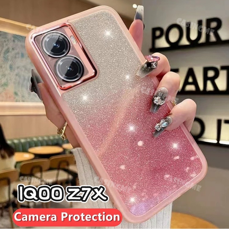 Iqoo z7x iqooz7x 5g 2023 vỏ lấp lánh sang trọng cho iqoo z7x iqooz7x z7 x 5g 2023 vỏ điện thoại trong suốt bằng silicon mềm bảo vệ ống kính máy ảnh ốp lưng chống va đập