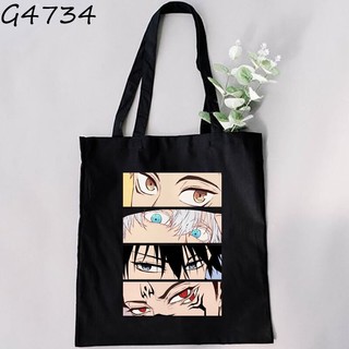 Jujutsu Kaisen anime Bông Tai Đen, túi xách vải đeo vai nữ, túi du lịch/học sinh unisex 937Q
