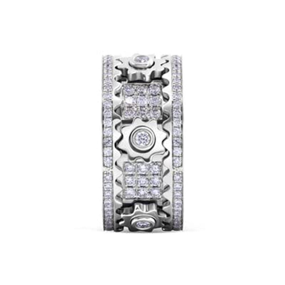 Ediwany Gear Spinner Nhẫn Giải Nén Lo Âu Trang Trí Công Sở Xoay Cơ Cubic Zirconia