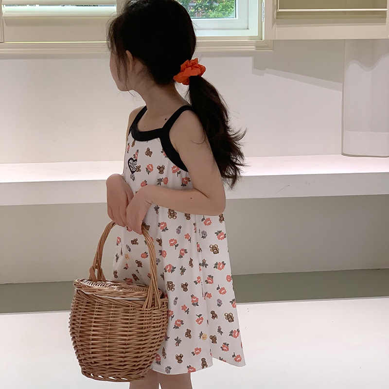 Trẻ Em Váy Ngủ Suspender Váy Mùa Hè Dễ Thương Không Tay Mỏng Phong Cách Mới Bán Buôn Bộ Đồ Ngủ Nữ Nhà Váy Bé Gái Đầm PQ7B