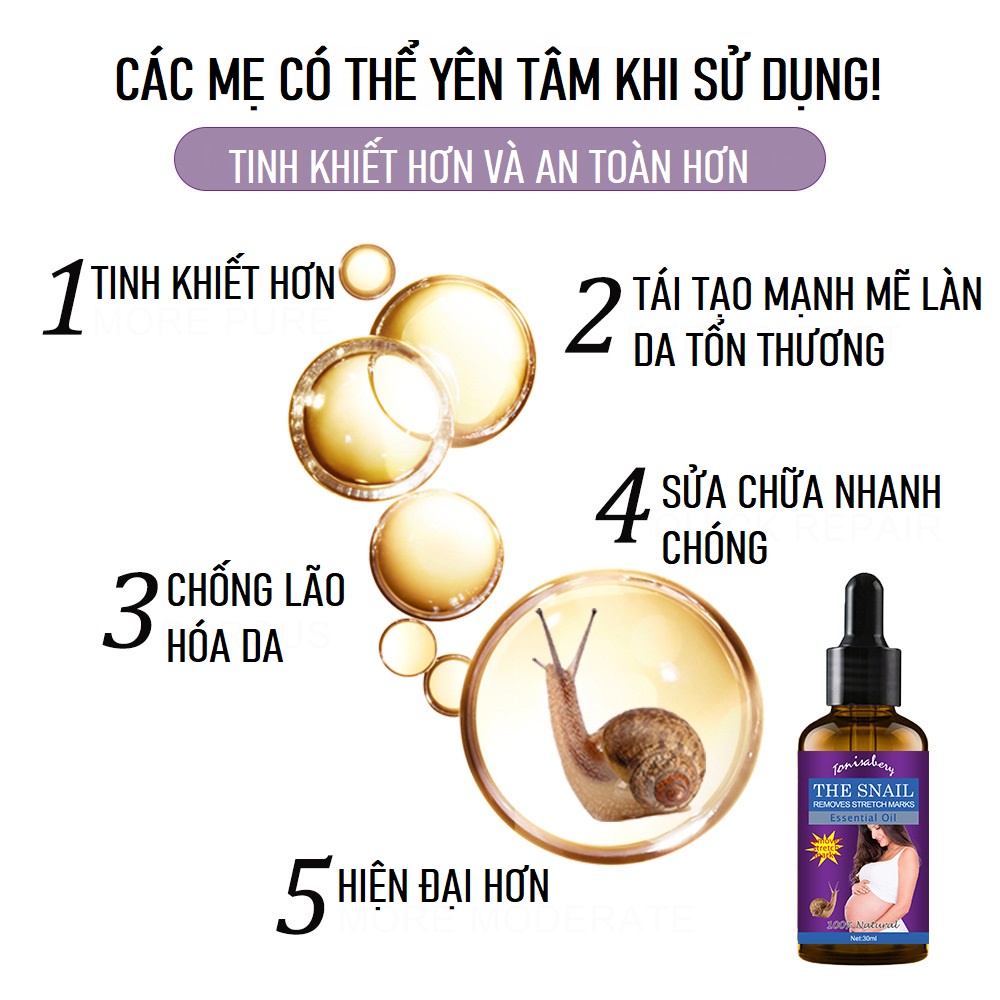 Tinh Chất Ốc Sên Hỗ Trợ Giảm Sẹo, Làm Mờ Vết Rạn Da Sau Sinh THE SNAIL REMOVES STRECH MARKS