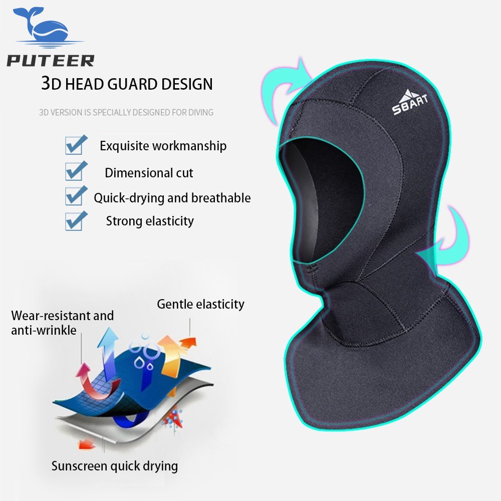 [COD] Mũ nón lặn bình dưỡng toàn mặt 3mm cao su neopren ngụy trang che vai cho nam nữ, nón lặn biển snorkeling, phụ kiện thiết bị lặn bắt cá ngầm Spearfishing