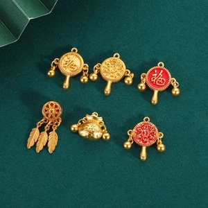 Cát Vàng Đốt Xanh Fu Nhân Vật Đua Trống Rocking Trống DIY Handmade Mặt Dây Chuyền Phụ Kiện Túi May Mắn Vòng Cổ Vòng Tay Phụ Kiện
