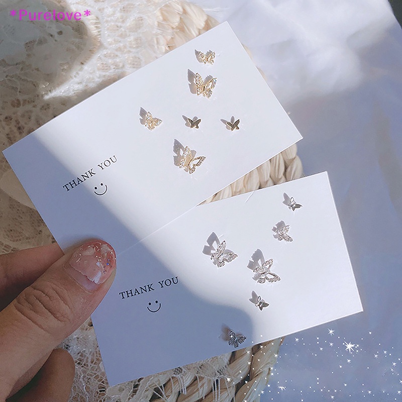 Bộ 6 Đôi Bông Tai Zircon Đơn Giản Mới Cho Nữ