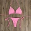 Set bikini 2 mảnh màu trơn dây đeo cổ thời trang cho nữ