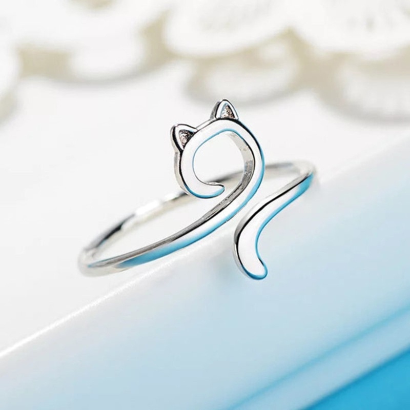 Coo cat nhẫn có thể điều chỉnh bạc mở ngón tay động vật nhẫn đồ trang sức cho phụ nữ vòng móc thanh lịch cho người mới bắt đầu nhẫn độc đáo