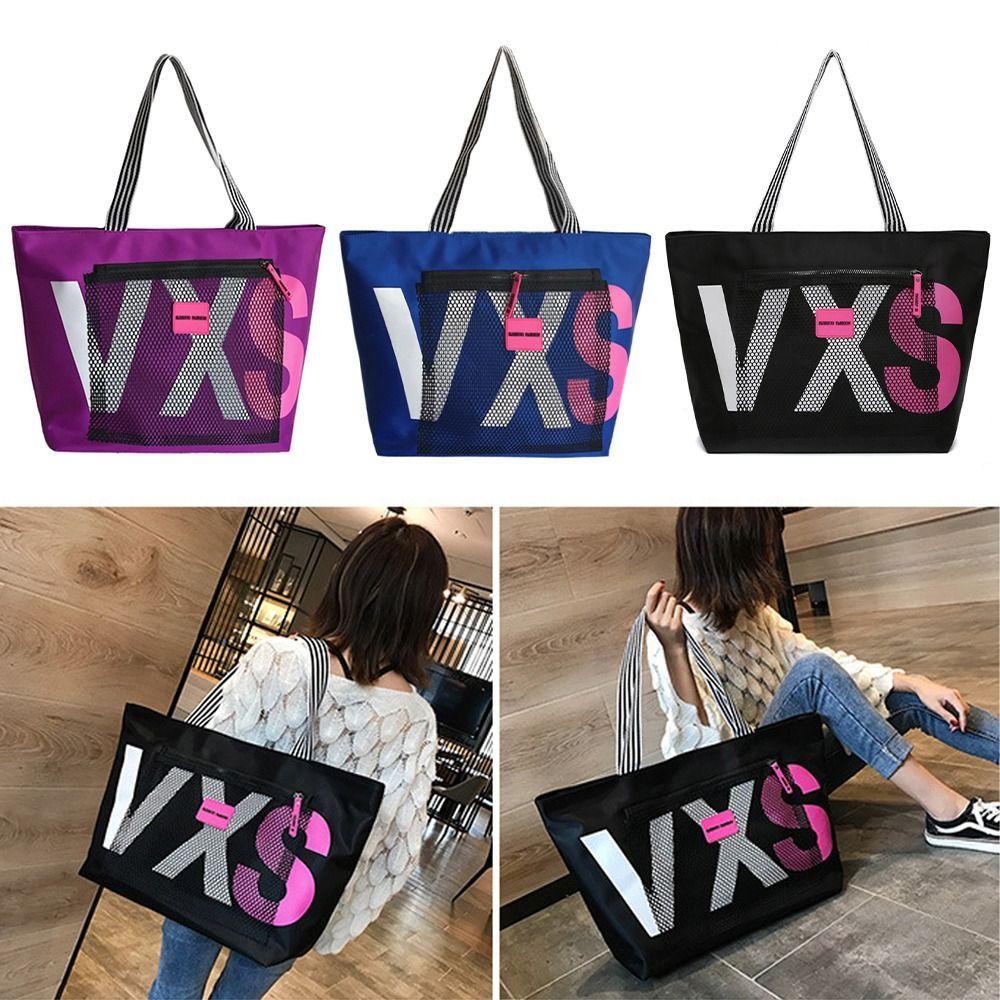 Túi xách du lịch chữ thường dung tích lớn, túi đi biển nylon sang trọng cho nữ