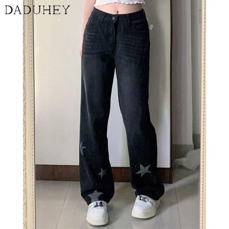 Ảnh DaDuHey New American Ins High Street Star Jeans Niche High Waist Loose Wide Leg Pants Large Size Trousers 4