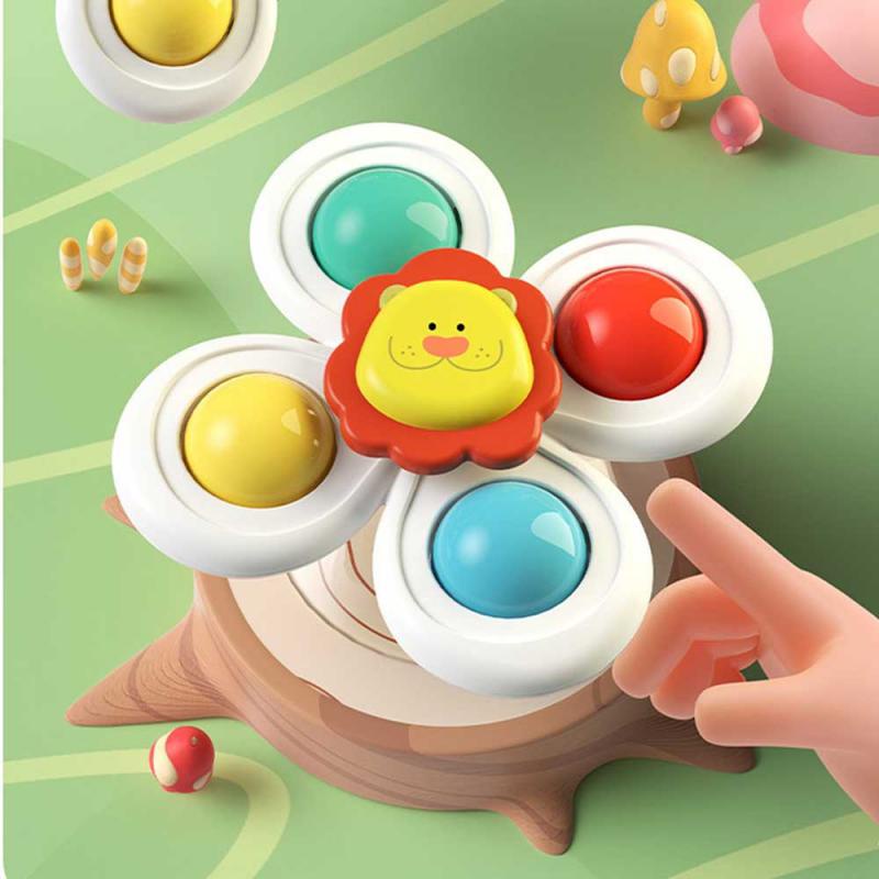 3 cái / bộ baby animal spinner đồ chơi hand fidget spinner với cốc hút đồ chơi giác quan giảm căng thẳng trò chơi trẻ em xoay lục lạc