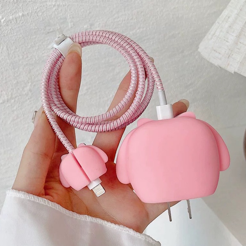 Bảo vệ kết hợp kem hoa hồng cho iphone bảo vệ sạc nhanh tay áo bảo vệ cáp dữ liệu tay áo sạc đầu bảo vệ tay áo phụ kiện cáp dữ liệu