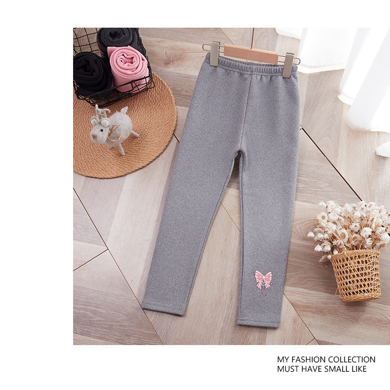 Quần Legging Trẻ Em Plus Nhung Dày 100-160 Kích Thước Nữ Thường Ngày Thu Đông Quần Áo Trẻ Em Nơ Phong Cách Mới Hợp Thời Trang Mặc Ngoài Bé Gái Quần Ấm QSRH