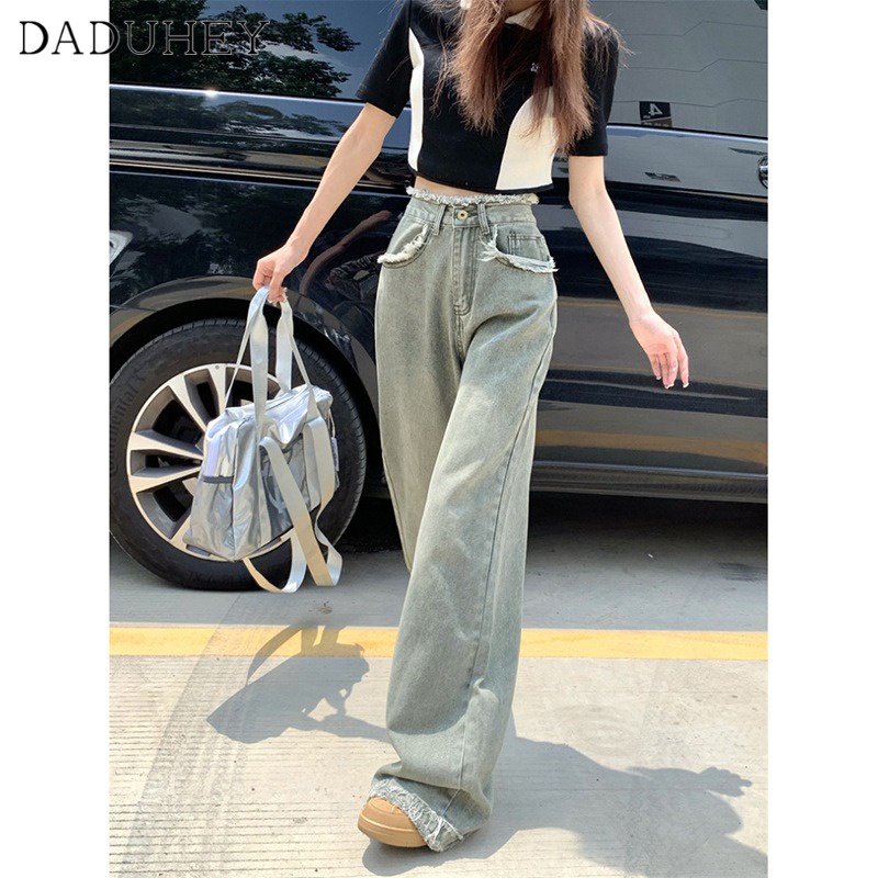 Ảnh Quần jean dài DADUHEY ống rộng lưng cao phong cách đường phố Mỹ cổ điển thời trang dành cho nữ cỡ lớn 2