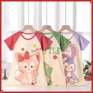 100-150cm Bé Gái Váy Ngủ Cotton Nguyên Chất Mùa Hè Phong Cách Mới Bé Gái Tay Ngắn Điều Hòa Quần Áo Phiên Bản Hàn Quốc Phong Cách Mỏng Quần Áo Gia Đình Bộ Đồ Ngủ Trẻ Em Váy Ngủ