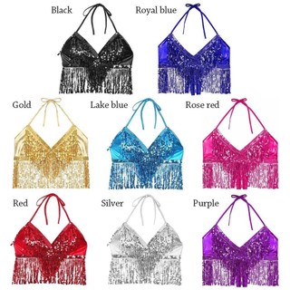 Áo lót múa bụng sequin sáng bóng, phù hợp biểu diễn câu lạc bộ đêm và sân khấu