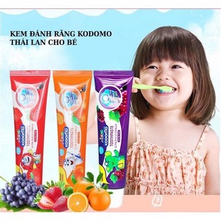 Set 2 Kem đánh răng trẻ em kodomo Thái Lan hương vị trái cây cho bé trên 6 tháng tuổi