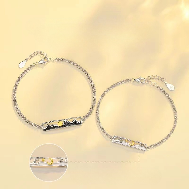 Mặt Trăng Mặt Trăng Núi Biển Cặp Đôi Vòng Tay Đơn Giản Men Nam Nữ Vòng Tay Quà Tặng Ngày Lễ Tình Nhân