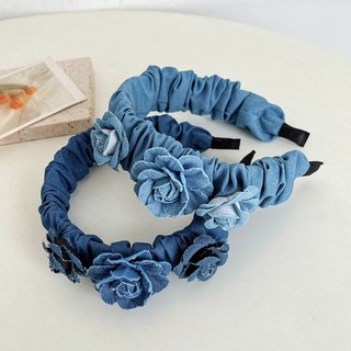 De Băng Đô denim Vành Rộng Không Trượt Giặt Được Hình Hoa Hồng Cho Nữ