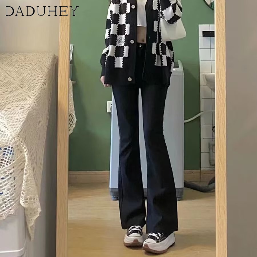 Ảnh Quần jean DADUHEY ôm dáng cạp cao ống loe phong cách Hàn Quốc cỡ lớn 4