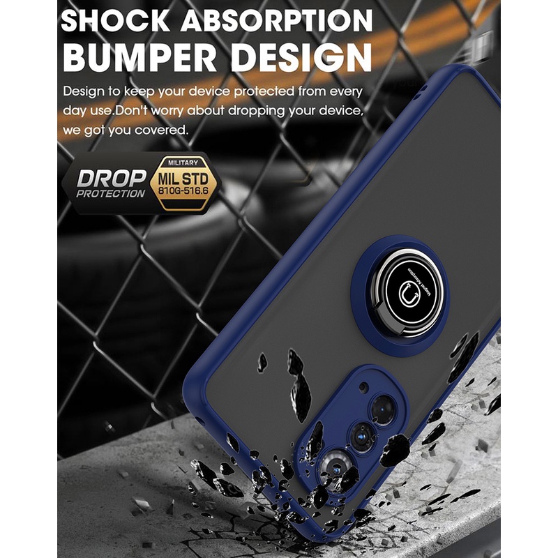 Dành Cho Motorola Edge + 2022 2023 2021 Vỏ Mờ Mờ Có Giá Đỡ Vòng Xoay Ốp Lưng TPU Chống Sốc