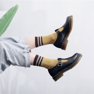 Giày T-Strap Mary Jane da thật nữ phong cách Anh, cổ điển, thời trang sinh viên, ngoài trời