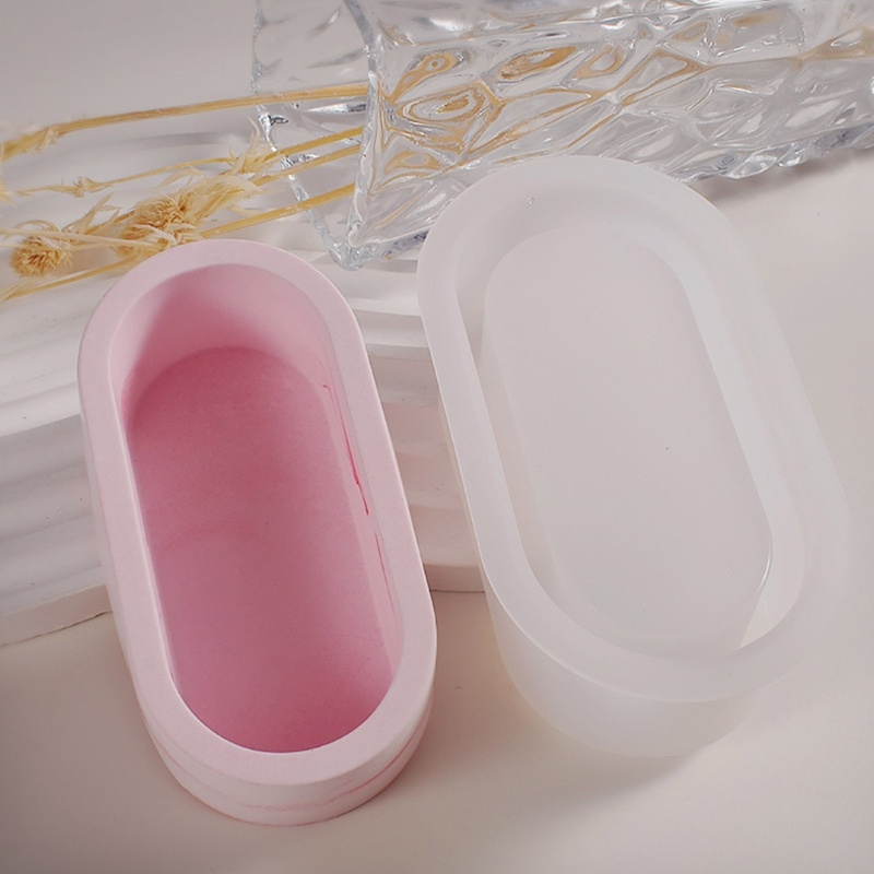 Khuôn Silicon Hình Oval Làm Chậu Hoa Resin Xi Măng DIY