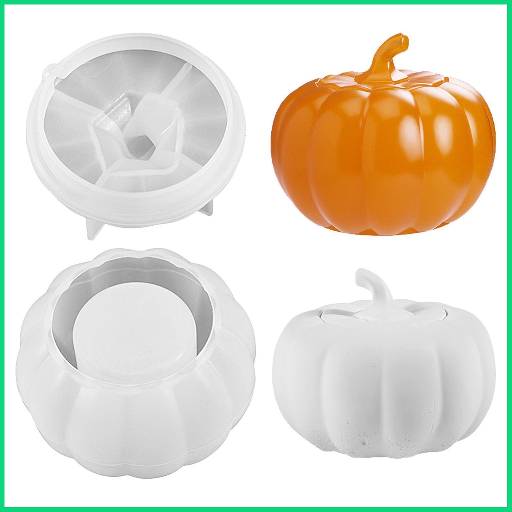 Khuôn Silicone Làm Hũ Bí Ngô Halloween Có Nắp Dễ Tháo Gỡ DIY