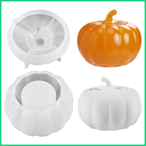 Khuôn Silicone Làm Hũ Bí Ngô Halloween Có Nắp Dễ Tháo Gỡ DIY