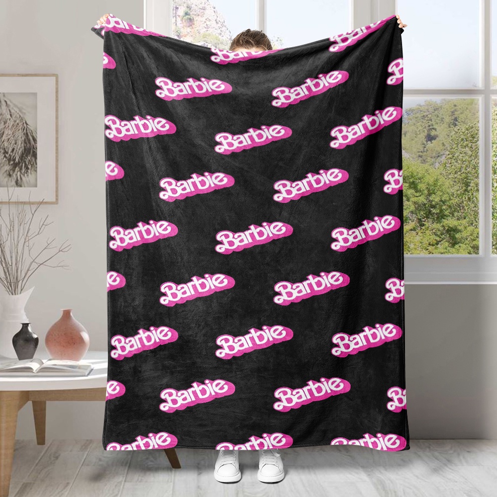 Chăn flannel In Hình Búp Bê barbie Một Mặt Màu Hồng Thoáng Khí Làm Quà Tặng Tốt Nhất Cho Người Lớn