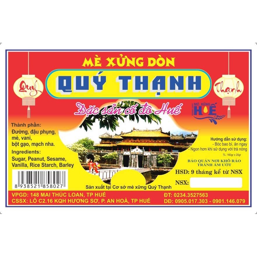 Mè Xửng Giòn Quý Thạnh 160g - Đặc Sản Huế