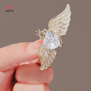 Ghim cài pha lê HWETR cánh thiên thần dễ phối đồ trang trí đa dụng