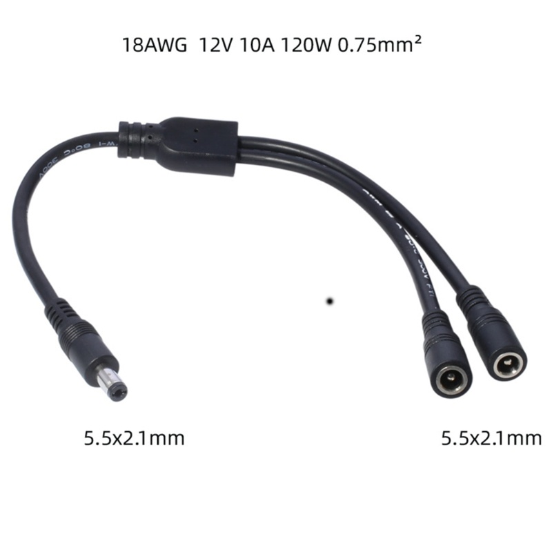 [3C] Cáp chia DC Y 1 Cáp chuyển đổi nguồn DC nam sang 2 cái 5.5x2.1mm / 5.5x2.5mm cho Bộ định tuyến máy ảnh quan sát
