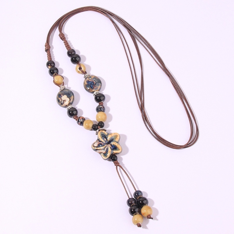 Vòng Cổ Choker Hạt Gốm Nhiều Màu Hình Hoa Tua Rua Phong Cách Bohemian Dành Cho Nữ