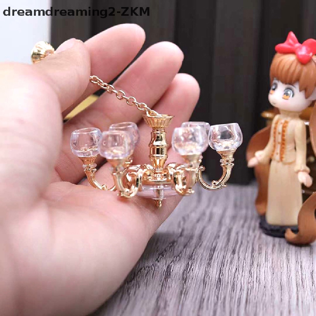[dreamdreaming] 1: 12 Nhà búp bê Đèn chùm thu nhỏ Đèn trần làm việc Đèn nội thất Mô hình Trang trí Phụ kiện nhà búp bê [zkm]